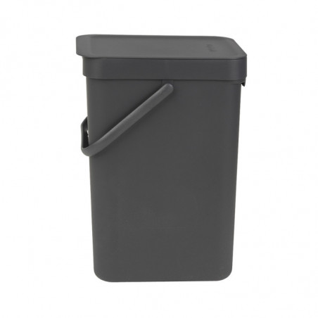 Кош за разделно събиране на боклук Brabantia Sort&Go 647670, 12 л, Дръжка, Възможност за стенен монтаж, Тъмносив