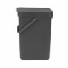 Кош за разделно събиране на боклук Brabantia Sort&Go 647670, 12 л, Дръжка, Възможност за стенен монтаж, Тъмносив