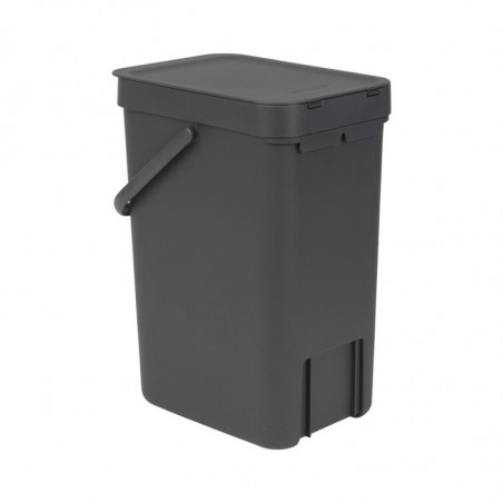 Кош за разделно събиране на боклук Brabantia Sort&Go 647670, 12 л, Дръжка, Възможност за стенен монтаж, Тъмносив