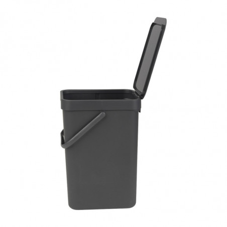 Кош за разделно събиране на боклук Brabantia Sort&Go 647670, 12 л, Дръжка, Възможност за стенен монтаж, Тъмносив