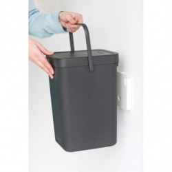 Кош за разделно събиране на боклук Brabantia Sort&Go 647670, 12 л, Дръжка, Възможност за стенен монтаж, Тъмносив