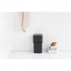 Кош за разделно събиране на боклук Brabantia Sort&Go 647670, 12 л, Дръжка, Възможност за стенен монтаж, Тъмносив