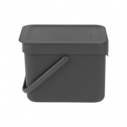 Кош за разделно събиране на боклук Brabantia Sort&Go 648974, 6 л, Дръжка, Възможност за стенен монтаж, Тъмносив