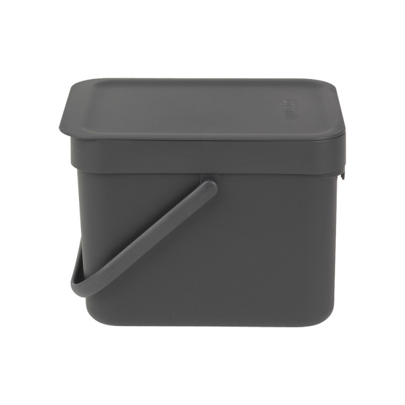 Кош за разделно събиране на боклук Brabantia Sort&Go 648974, 6 л, Дръжка, Възможност за стенен монтаж, Тъмносив