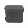 Кош за разделно събиране на боклук Brabantia Sort&Go 648974, 6 л, Дръжка, Възможност за стенен монтаж, Тъмносив