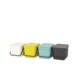 Кош за разделно събиране на боклук Brabantia Sort&Go 648974, 6 л, Дръжка, Възможност за стенен монтаж, Тъмносив