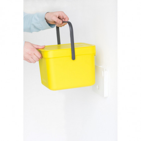 Кош за разделно събиране на боклук Brabantia Sort&Go 648974, 6 л, Дръжка, Възможност за стенен монтаж, Тъмносив