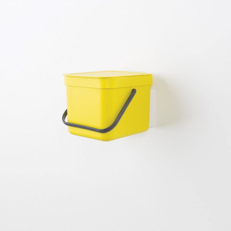 Кош за разделно събиране на боклук Brabantia Sort&Go 648974, 6 л, Дръжка, Възможност за стенен монтаж, Тъмносив