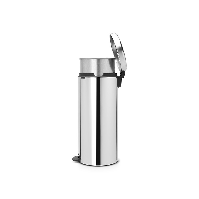 Кош за боклук с педал Brabantia NewIcon 649064, 30 л, Плавно затваряне, Противоплъзгаща основа, Метална вътрешна кофа, Инокс