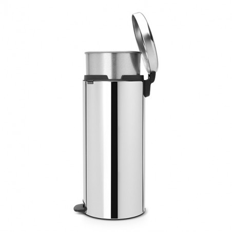 Кош за боклук с педал Brabantia NewIcon 649064, 30 л, Плавно затваряне, Противоплъзгаща основа, Метална вътрешна кофа, Инокс