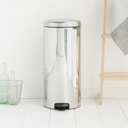 Кош за боклук с педал Brabantia NewIcon 649064, 30 л, Плавно затваряне, Противоплъзгаща основа, Метална вътрешна кофа, Инокс