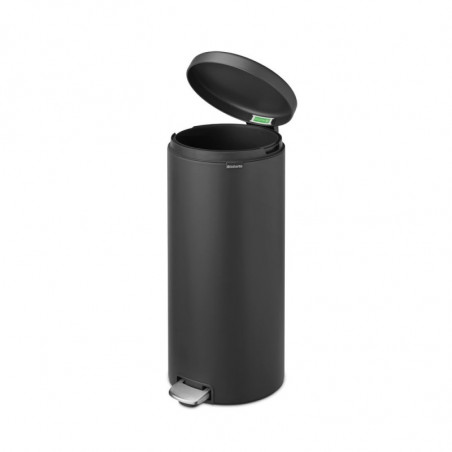 Кош за боклук с педал Brabantia NewIcon 649753, 30 л, Плавно затваряне, Противоплъзгаща основа, Сатенено покритие, Тъмносив