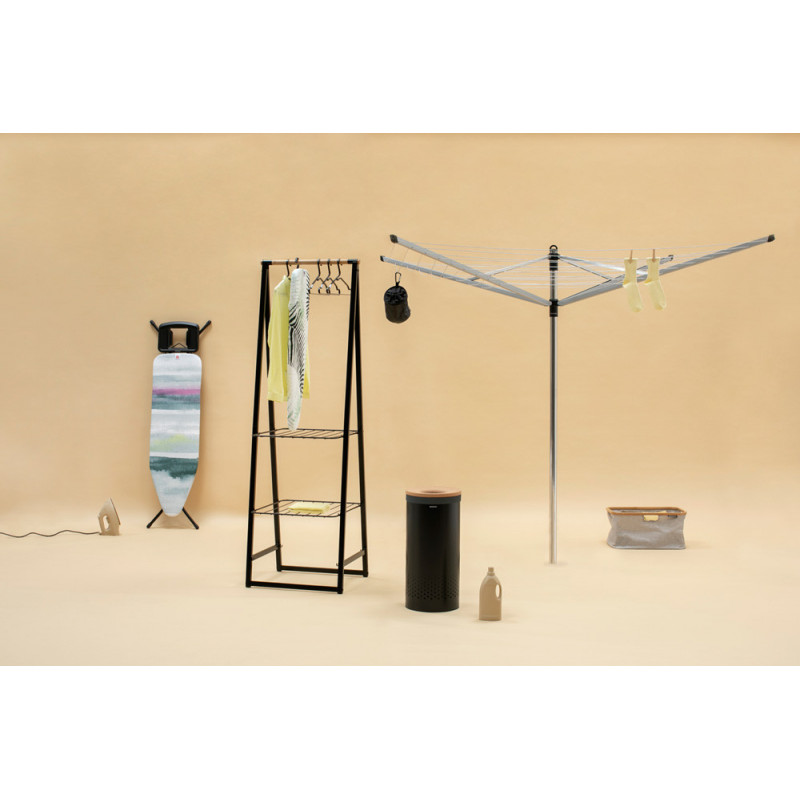 Кош за пране Brabantia 1000825, 35 л, Корков капак, Пълнене без отваряне, Вентилационни отвори, Черен