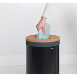 Кош за пране Brabantia 1000825, 35 л, Корков капак, Пълнене без отваряне, Вентилационни отвори, Черен