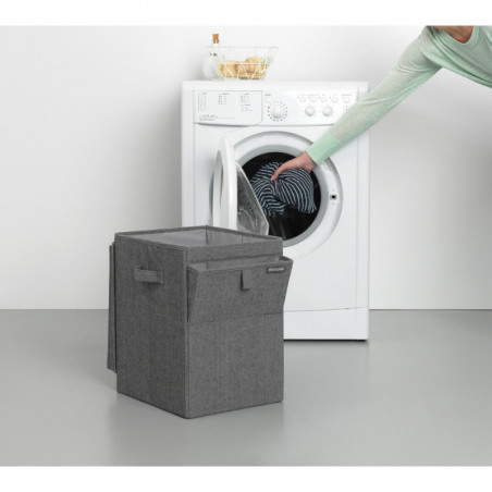Кутия за пране Brabantia Stackable 1000828, 35 л, Преден отвор, Широк капак, Сгъваема, Черен