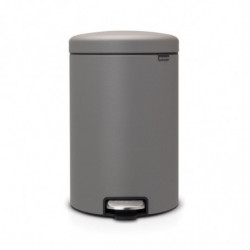Кош за боклук с педал Brabantia NewIcon 1001091, 20 л, Плавно затваряне, Противоплъзгаща основа, Минерално покритие, Сив