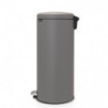 Кош за боклук с педал Brabantia NewIcon 1001092, 30 л, Плавно затваряне, Противоплъзгаща основа, Сатенено покритие, Сив