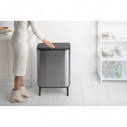 Кош за боклук Brabantia Bo Touch Hi 1001265, 2x30 л, Плътно прилепване към стена, Реглаж на краката, Устойчив на отпечатъци, Инокс/мат