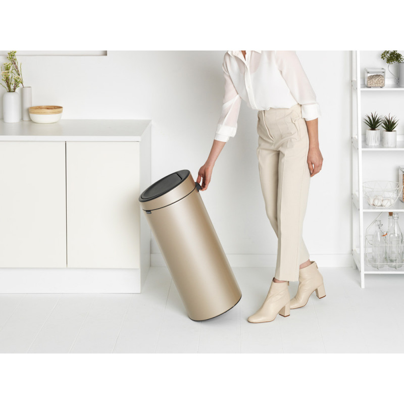 Кош за боклук Brabantia Touch Bin New 1003221, 30 л, Безшумно и плавно затваряне, Златен металик