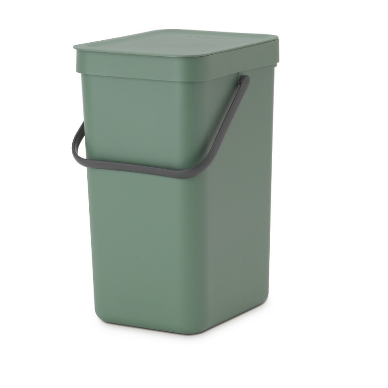 Кош за разделно събиране на боклук Brabantia Sort&Go 1003234, 12 л, Дръжка, Възможност за стенен монтаж, Тъмнозелен