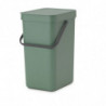 Кош за разделно събиране на боклук Brabantia Sort&Go 1003234, 12 л, Дръжка, Възможност за стенен монтаж, Тъмнозелен
