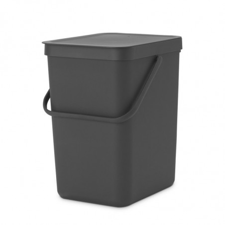 Кош за разделно събиране на боклук Brabantia Sort&Go 1003237, 25 л, Дръжка, Възможност за стенен монтаж, Тъмносив
