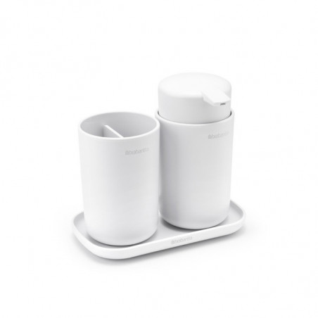 Комплект аксесоари за баня Brabantia ReNew 1003492, 3 части, 250 мл, Устойчиви на корозия, Бял