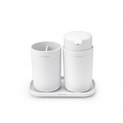 Комплект аксесоари за баня Brabantia ReNew 1003492, 3 части, 250 мл, Устойчиви на корозия, Бял