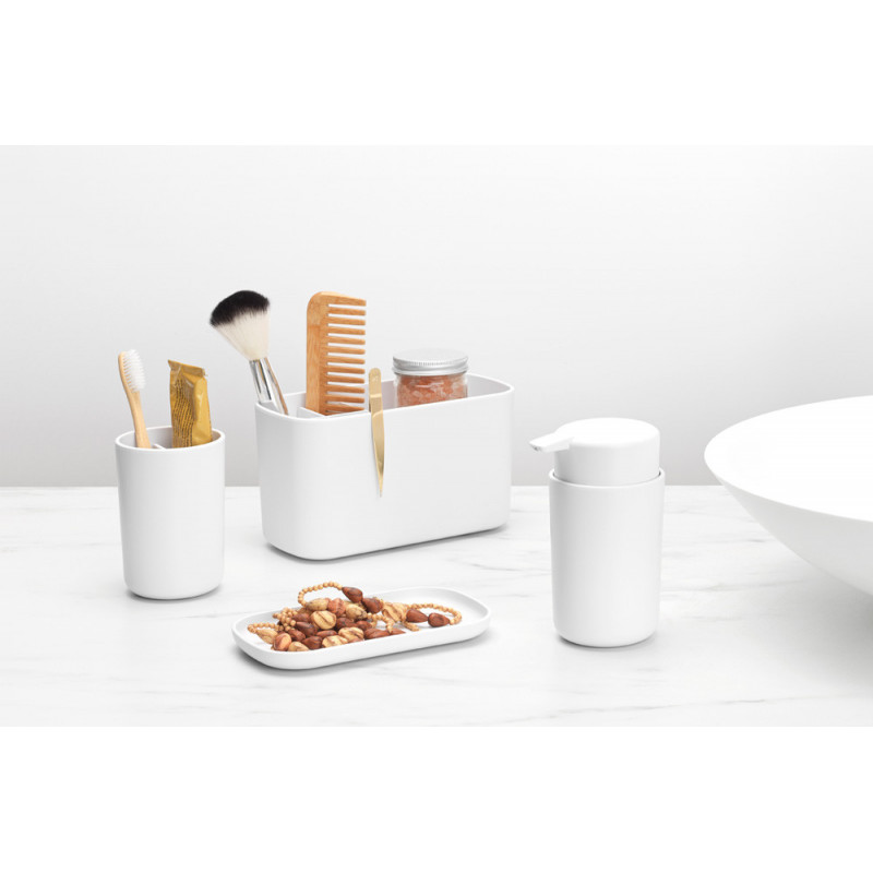 Комплект аксесоари за баня Brabantia ReNew 1003492, 3 части, 250 мл, Устойчиви на корозия, Бял