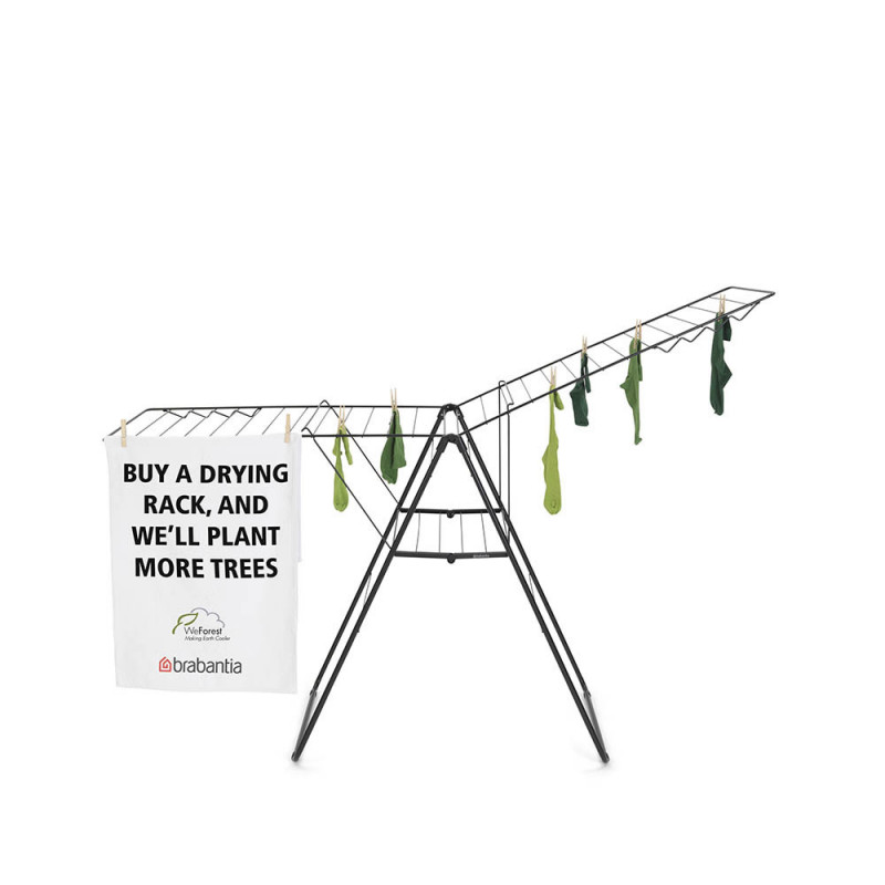 Сушилник за дрехи Brabantia Hangon 1004168, 25 м, 8 закачалки, Регулируем, Заключване за деца, Черен