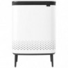 Кош за пране Brabantia Bo 1004176, 2x45 л, Пълнене без отваряне, Вентилационни отвори, Регулируеми крачета, Бял