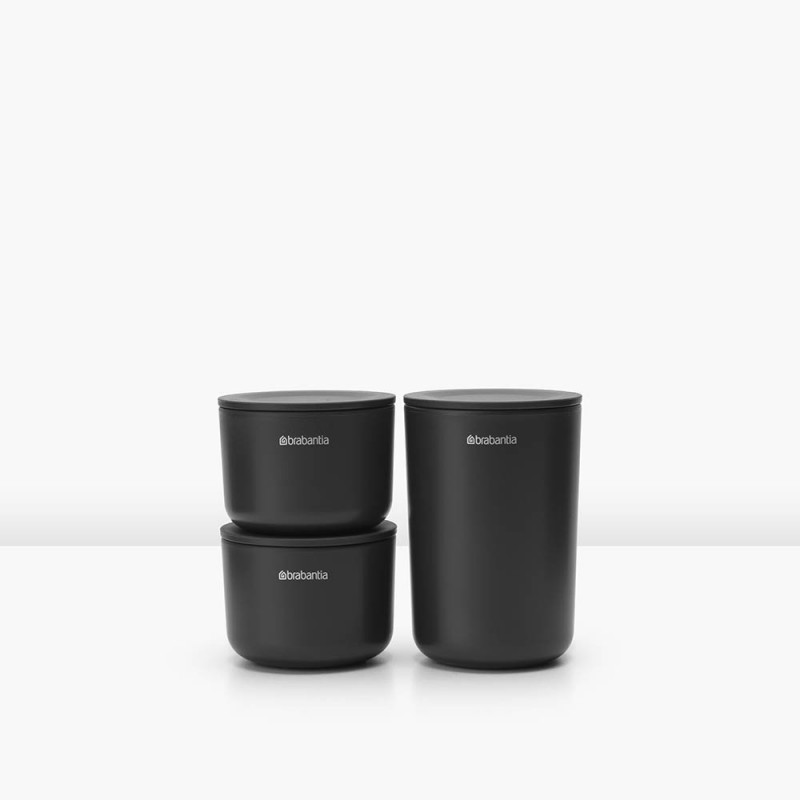 Комплект за съхранение на принадлежности Brabantia ReNew 1004183, 3 части, Меко дъно против пързаляне, Тъмносив