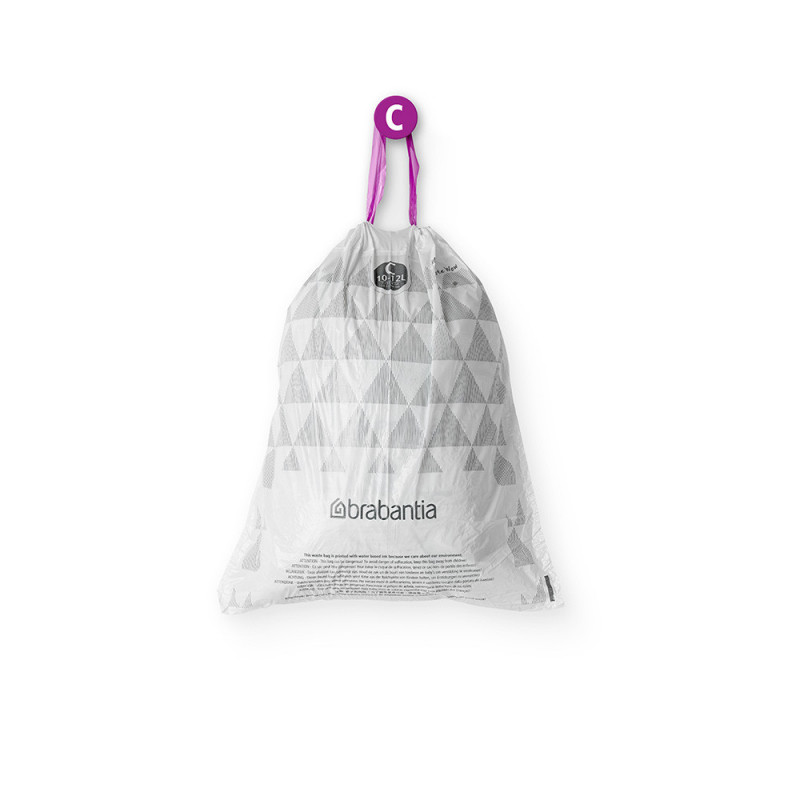 Торбички за кош Brabantia PerfectFit Sort&Go/Silent/Touch N 1005487, Размер C, 10-12 л, 40 броя, Бял