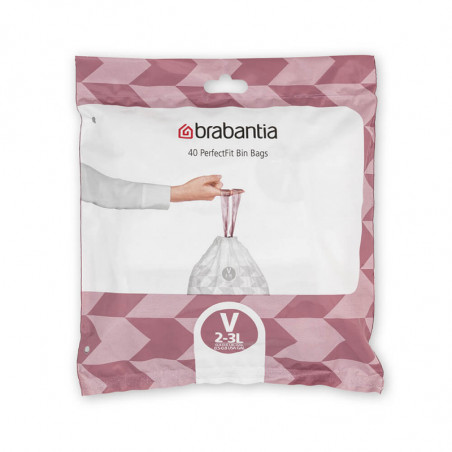 Торбички за кош Brabantia PerfectFit NewIcon 1005507, Размер V, 3 л, 40 броя, Бял