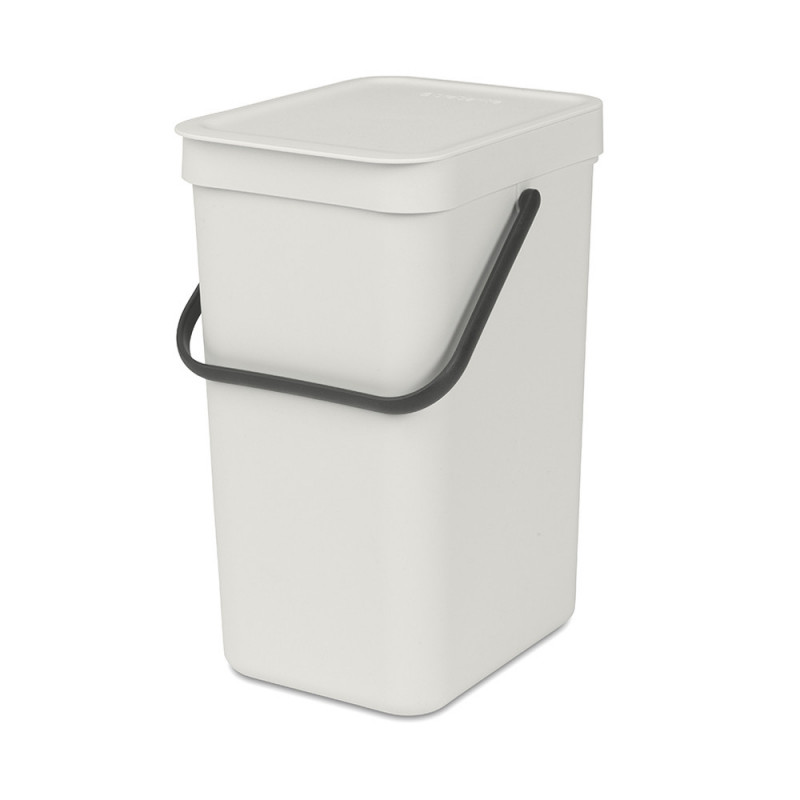 Кош за разделно събиране на боклук Brabantia Sort&Go 1005511, 12 л, Дръжка, Възможност за стенен монтаж, Светлосив