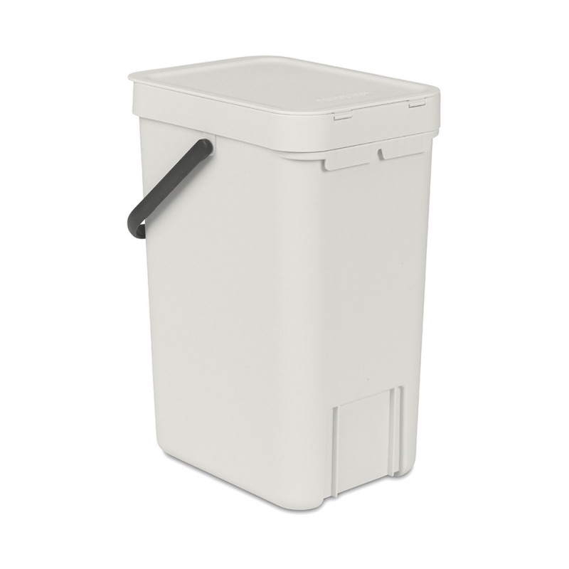 Кош за разделно събиране на боклук Brabantia Sort&Go 1005511, 12 л, Дръжка, Възможност за стенен монтаж, Светлосив