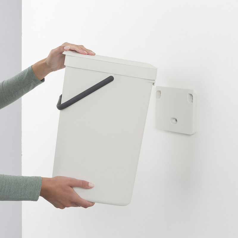 Кош за разделно събиране на боклук Brabantia Sort&Go 1005516, 16 л, Дръжка, Възможност за стенен монтаж, Светлосив