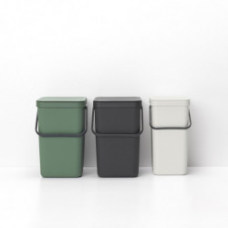 Кош за разделно събиране на боклук Brabantia Sort&Go 1005516, 16 л, Дръжка, Възможност за стенен монтаж, Светлосив