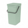 Кош за разделно събиране на боклук Brabantia Sort&Go 1005517, 16 л, Дръжка, Възможност за стенен монтаж, Светлозелен