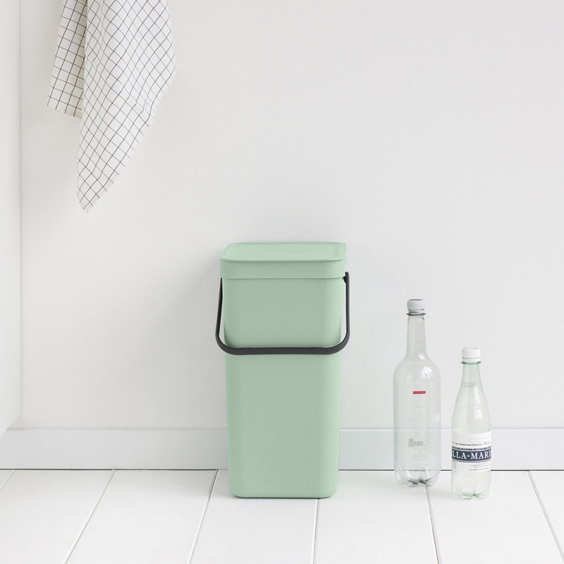 Кош за разделно събиране на боклук Brabantia Sort&Go 1005517, 16 л, Дръжка, Възможност за стенен монтаж, Светлозелен
