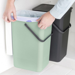 Кош за разделно събиране на боклук Brabantia Sort&Go 1005518, 2x16 л, Монтаж върху врата на кухненски шкаф, Сив/зелен