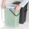 Кош за разделно събиране на боклук Brabantia Sort&Go 1005518, 2x16 л, Монтаж върху врата на кухненски шкаф, Сив/зелен