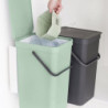 Кош за разделно събиране на боклук Brabantia Sort&Go 1005518, 2x16 л, Монтаж върху врата на кухненски шкаф, Сив/зелен
