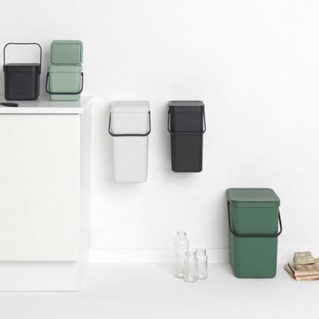 Кош за разделно събиране на боклук Brabantia Sort&Go 1005520, 3 л, Дръжка, Възможност за стенен монтаж, Светлозелен