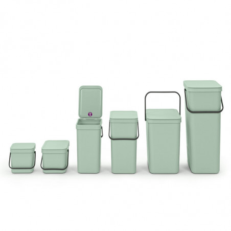 Кош за разделно събиране на боклук Brabantia Sort&Go 1005520, 3 л, Дръжка, Възможност за стенен монтаж, Светлозелен