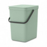 Кош за разделно събиране на боклук Brabantia Sort&Go 1005522, 25 л, Дръжка, Възможност за стенен монтаж, Светлозелен