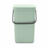 Кош за разделно събиране на боклук Brabantia Sort&Go 1005522, 25 л, Дръжка, Възможност за стенен монтаж, Светлозелен
