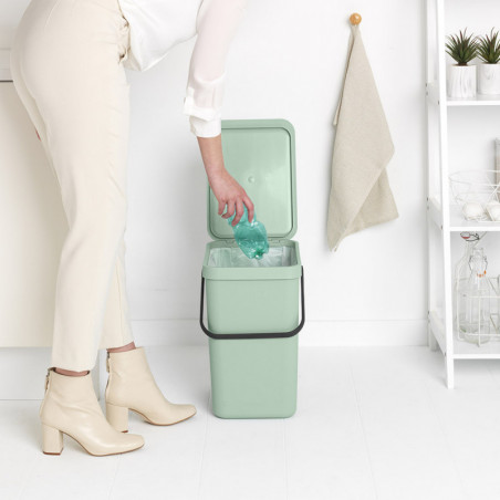 Кош за разделно събиране на боклук Brabantia Sort&Go 1005522, 25 л, Дръжка, Възможност за стенен монтаж, Светлозелен