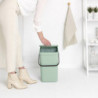 Кош за разделно събиране на боклук Brabantia Sort&Go 1005522, 25 л, Дръжка, Възможност за стенен монтаж, Светлозелен