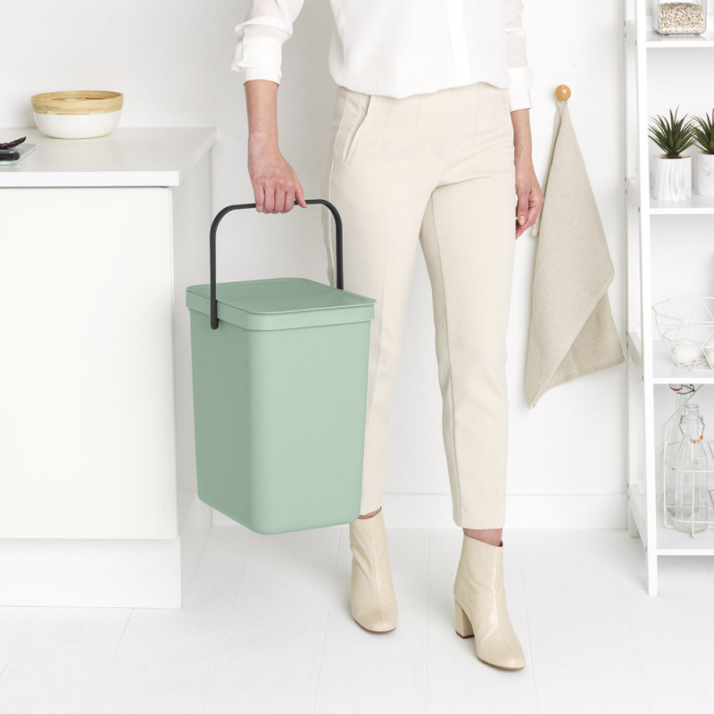 Кош за разделно събиране на боклук Brabantia Sort&Go 1005522, 25 л, Дръжка, Възможност за стенен монтаж, Светлозелен